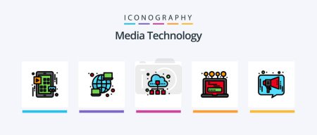 Ilustración de Media Technology Line Filled 5 Icon Pack Including newspaper. news. entertainment. microphone. device. Creative Icons Design - Imagen libre de derechos