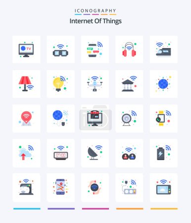 Illustration for Creative Internet Of Things 25 Flat icon pack  Such As public. microphone. device. headset. smart - Royalty Free Image