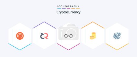 Téléchargez les illustrations : Cryptocurrency 25 Flat icon pack including factom. crypto. infinite coin. coin. currency - en licence libre de droit