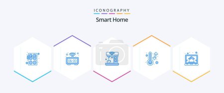 Illustration for Smart Home 25 Blue icon pack including thermometer. smart. time. kitchen. drink - Royalty Free Image