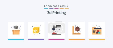Téléchargez les illustrations : 3d Printing Flat 5 Icon Pack Including printing. printer. equipment. model. cube. Creative Icons Design - en licence libre de droit