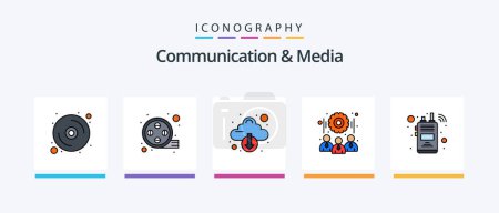 Illustration for Communication And Media Line Filled 5 Icon Pack Including computer. notification. schedule. new. pin. Creative Icons Design - Royalty Free Image