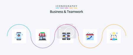 Illustration for Business And Teamwork Flat 5 Icon Pack Including work. idea. calling. business. dots - Royalty Free Image