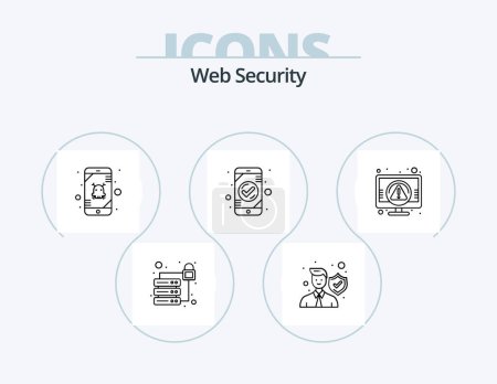 Téléchargez les illustrations : Web Security Line Icon Pack 5 Icon Design. authentication. key logger. loss. keyboard. eye - en licence libre de droit
