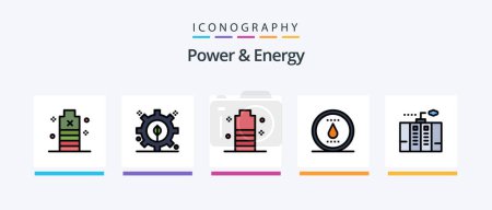 Téléchargez les illustrations : Power And Energy Line Filled 5 Icon Pack Including petrol. energy. electricity. power. essential. Creative Icons Design - en licence libre de droit