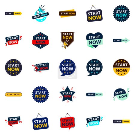 Illustration for 25 Versatile Typographic Banners for promoting starting across platforms - Royalty Free Image
