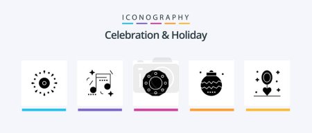 Illustration for Celebration and Holiday Glyph 5 Icon Pack Including holiday. christmas. party. celebration. holiday. Creative Icons Design - Royalty Free Image
