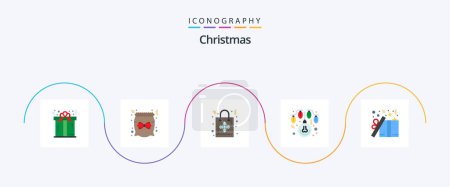 Illustration for Christmas Flat 5 Icon Pack Including box. lights. christmas. decoration. bulb - Royalty Free Image