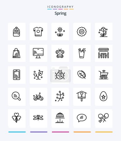 Téléchargez les illustrations : Creative Spring 25 OutLine icon pack  Such As screen. wifi. flora. handbag. spring - en licence libre de droit