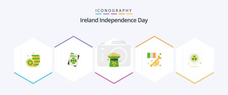 Illustration for Ireland Independence Day 25 Flat icon pack including location. trumpet. green. music. horn - Royalty Free Image
