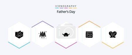 Téléchargez les illustrations : Fathers Day 25 Glyph icon pack including dad. fathers day. avatar. father. wallet - en licence libre de droit