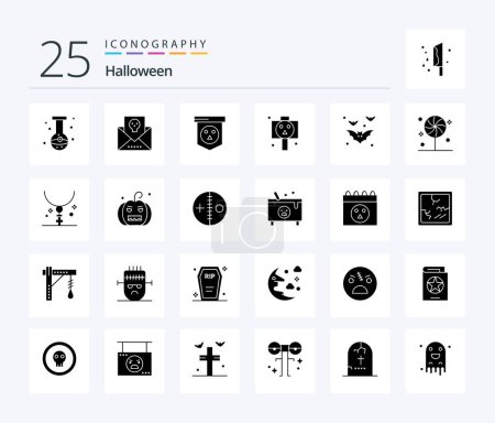 Illustration for Halloween 25 Solid Glyph icon pack including night. bats. horror. bat. horror - Royalty Free Image