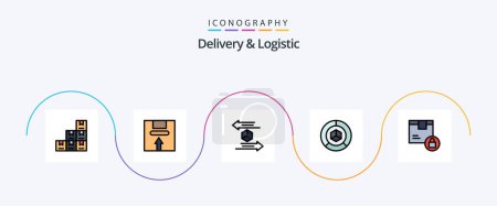 Téléchargez les illustrations : Delivery And Logistic Line Filled Flat 5 Icon Pack Including logistic. delivery. package. analysis. return - en licence libre de droit