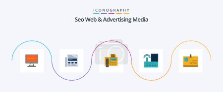 Ilustración de Seo Web And Advertising Media Flat 5 Icon Pack Including radio. signal. headline. device. fax machine - Imagen libre de derechos
