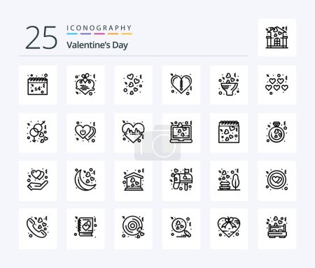 Illustration for Valentines Day 25 Line icon pack including flower. zipper. day. valentines. wedding - Royalty Free Image