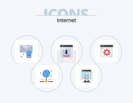 Ilustración de Internet Flat Icon Pack 5 Icon Design. setting. browser. email. multimedia. download - Imagen libre de derechos