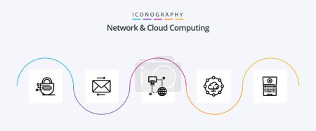 Illustration for Network And Cloud Computing Line 5 Icon Pack Including tecnology. laptop. internet. share. cloud computing - Royalty Free Image