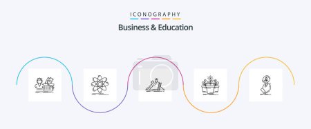 Téléchargez les illustrations : Business And Education Line 5 Icon Pack Including plant. growth. physics. career. development - en licence libre de droit