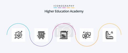 Ilustración de Academy Line 5 Icon Pack Including ruler. design. education. question. answer - Imagen libre de derechos