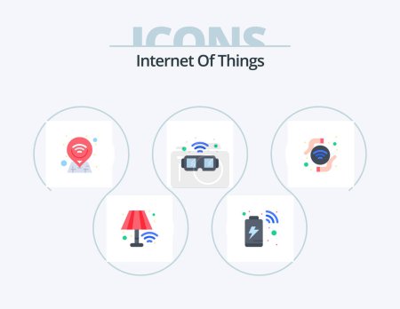 Illustration for Internet Of Things Flat Icon Pack 5 Icon Design. hands. smart. internet. glasses. device - Royalty Free Image