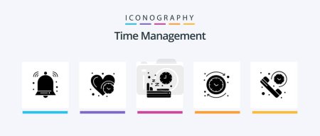 Ilustración de Time Management Glyph 5 Icon Pack Including time. clock. bed. circle. time. Creative Icons Design - Imagen libre de derechos