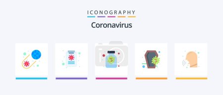 Illustration for Coronavirus Flat 5 Icon Pack Including diseases. infection. antivirus. death. coffin. Creative Icons Design - Royalty Free Image