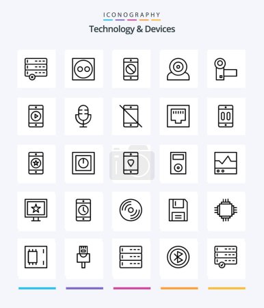 Téléchargez les illustrations : Creative Devices 25 OutLine icon pack  Such As devices. technology. devices. hardware. devices - en licence libre de droit