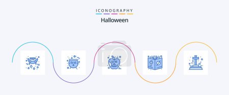 Illustration for Halloween Blue 5 Icon Pack Including cross. halloween. apple. christ. bible - Royalty Free Image