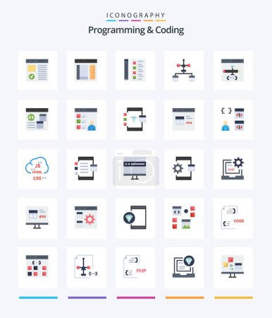 Ilustración de Creative Programming And Coding 25 Flat icon pack  Such As coding. cloud. development. development. coding - Imagen libre de derechos