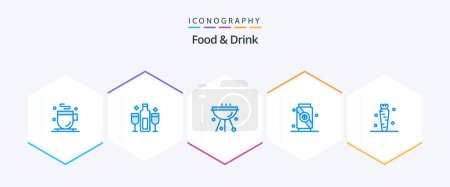 Illustration for Food And Drink 25 Blue icon pack including . food. drinks. drink. food - Royalty Free Image