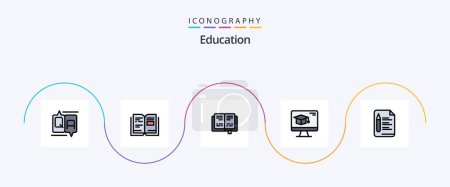 Illustration for Education Line Filled Flat 5 Icon Pack Including education. file. book. graduation. cap - Royalty Free Image