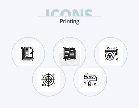 Illustration for Printing Line Icon Pack 5 Icon Design. product. paper. cut. calendar. page - Royalty Free Image