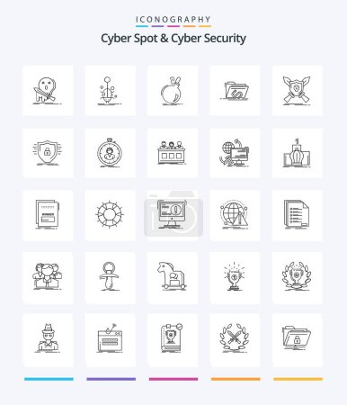 Téléchargez les illustrations : Creative Cyber Spot And Cyber Security 25 OutLine icon pack  Such As file. backdoor. virus. explosion. danger - en licence libre de droit