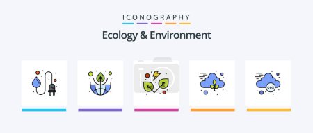 Téléchargez les illustrations : Ecology And Environment Line Filled 5 Icon Pack Including energy. planet. idea. hand gesture. environment. Creative Icons Design - en licence libre de droit