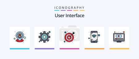 Téléchargez les illustrations : User Interface Line Filled 5 Icon Pack Including secure. closed. eye. youtube. play. Creative Icons Design - en licence libre de droit