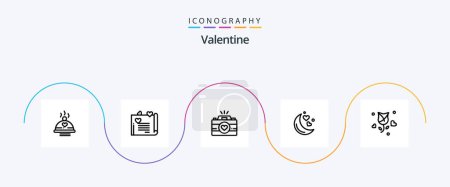 Illustration for Valentine Line 5 Icon Pack Including camera. day. love. valentines. love - Royalty Free Image
