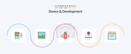 Illustration for Device And Development Flat 5 Icon Pack Including web . browser. share . education. map - Royalty Free Image