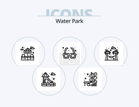 Ilustración de Water Park Line Icon Pack 5 Icon Design. .. Agua. jardín - Imagen libre de derechos