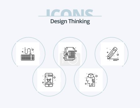 Illustration for Design Thinking Line Icon Pack 5 Icon Design. . picker. eye. dropper. view - Royalty Free Image