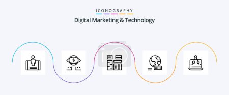 Ilustración de Digital Marketing And Technology Line 5 Icon Pack Including digital. marketing. advertising. globe. premium - Imagen libre de derechos