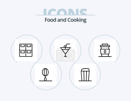 Téléchargez les illustrations : Food Line Icon Pack 5 Icon Design. drink. coffee. french. set. food - en licence libre de droit
