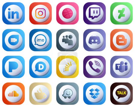 Téléchargez les illustrations : Cute 3D Gradient Icons of Top Social Media 20 pack such as message. google duo and discord icons. High-Definition and Professional - en licence libre de droit