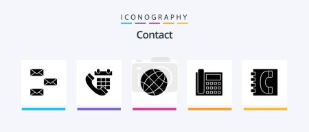 Illustration for Contact Glyph 5 Icon Pack Including contact. call. date. globe. contact us. Creative Icons Design - Royalty Free Image