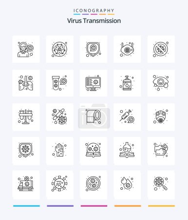 Ilustración de Creative Virus Transmission 25 OutLine icon pack  Such As diagnosis. safety. disease. medical. face - Imagen libre de derechos