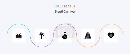 Ilustración de Brazil Carnival Glyph 5 Icon Pack Including brazilian. circus. brazil. cycle. celebration - Imagen libre de derechos
