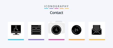 Téléchargez les illustrations : Contact Glyph 5 Icon Pack Including clock. anytime. form. time. contact. Creative Icons Design - en licence libre de droit