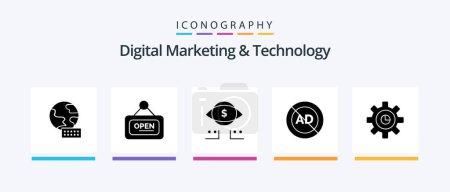 Ilustración de Digital Marketing And Technology Glyph 5 Icon Pack Including marketing. block. dollar. advertising. ad block. Creative Icons Design - Imagen libre de derechos
