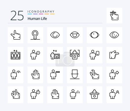 Téléchargez les illustrations : Human 25 Line icon pack including education. human. vision. delete. avatar - en licence libre de droit
