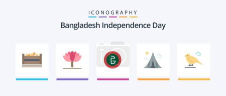 Téléchargez les illustrations : Bangladesh Independence Day Flat 5 Icon Pack Including bird. landmark. business. estate. building. Creative Icons Design - en licence libre de droit