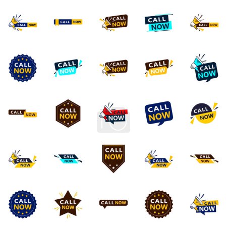 Ilustración de Call Now 25 Fresh Typographic Designs for an updated call to action campaign - Imagen libre de derechos